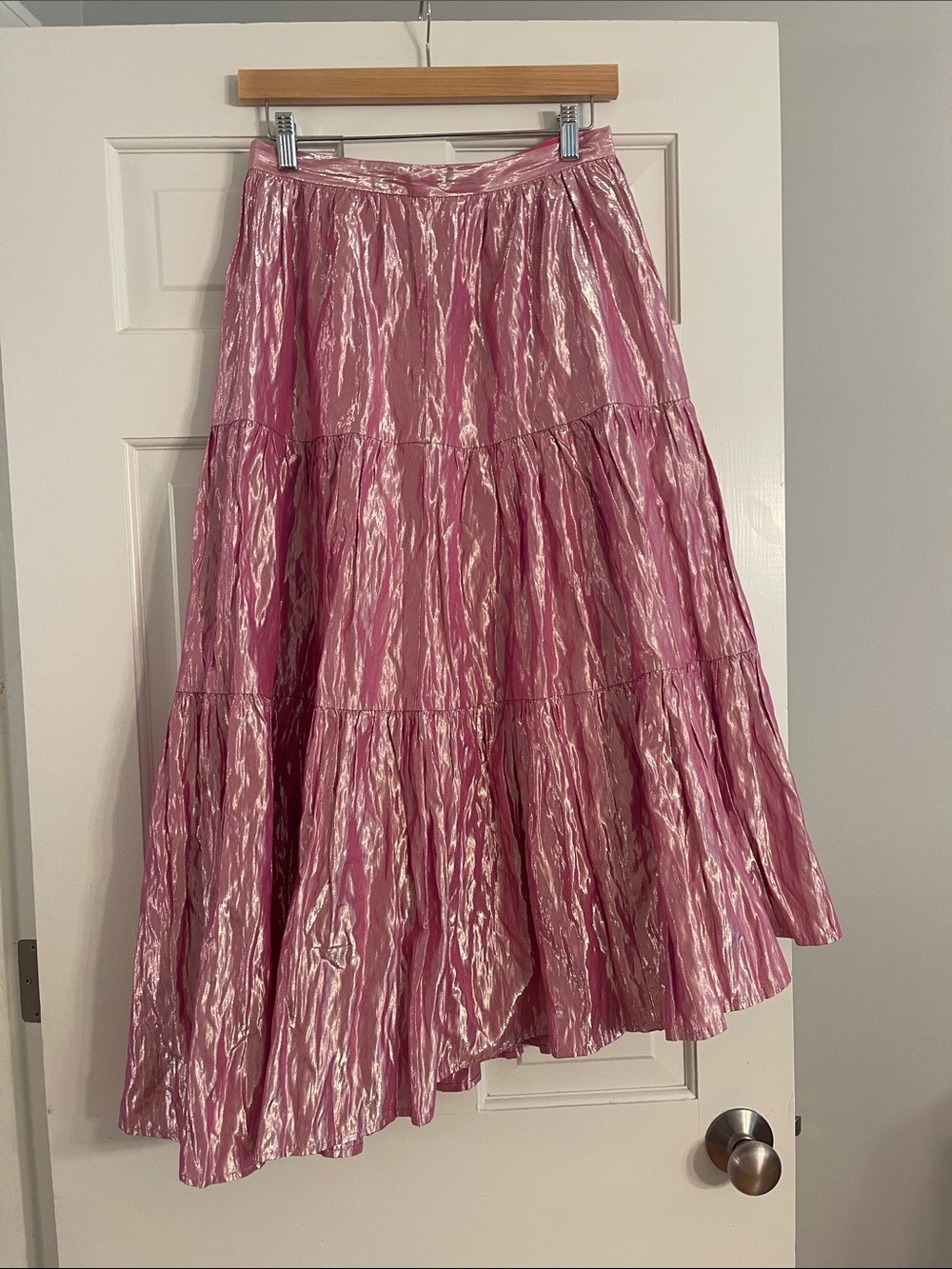 Anthropologie Rose Gold Metallic Skirt